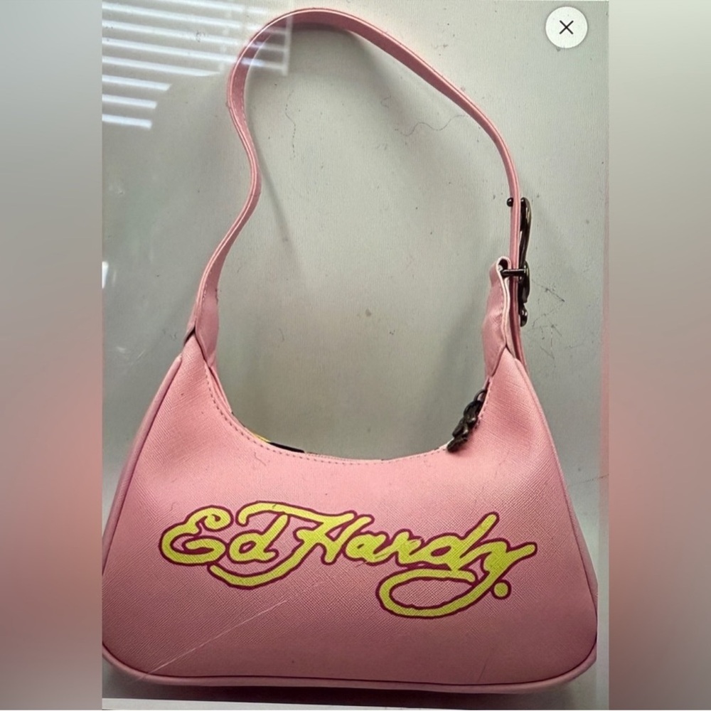 Ed Hardy Pink Shoulder Bag with Tiger and Panther Design, NWOT - Picture 2 of 6